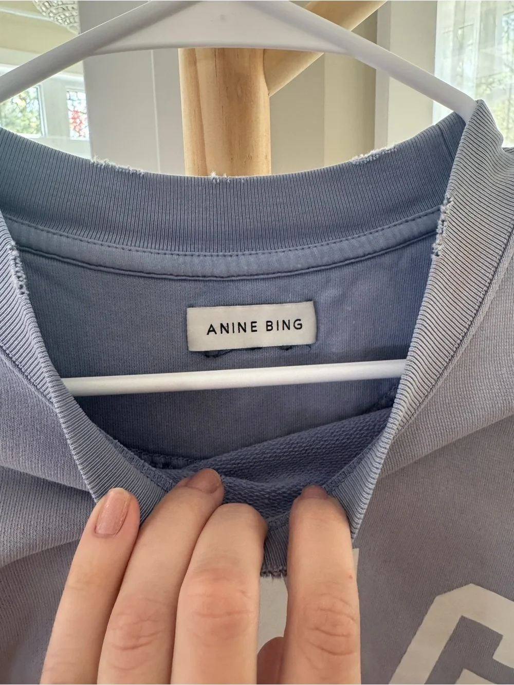 ANINE BING B.I.N.G. Oversized Sweatshirt Small lavender Graphic Pullover - Picture 3 of 6